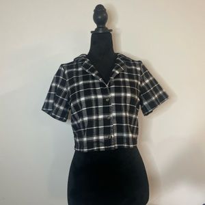 Plaid crop tee